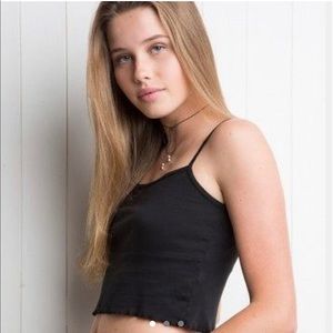 Brandy Melville Alani Spaghetti Strap Top Black Contour Bustier Lettuce Trim